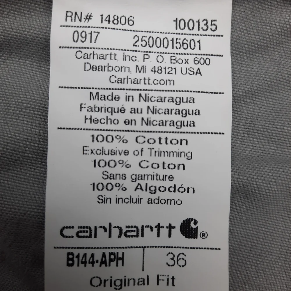 Carhartt Original Fit 100% Cotton Canvas Gray Work Utility Shorts SZ 36